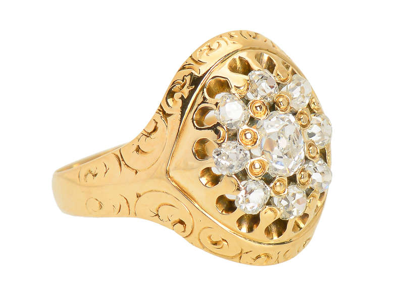 Victorian Old Mine Diamond Cluster Ring
