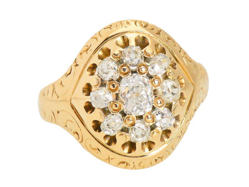 Victorian Old Mine Diamond Cluster Ring