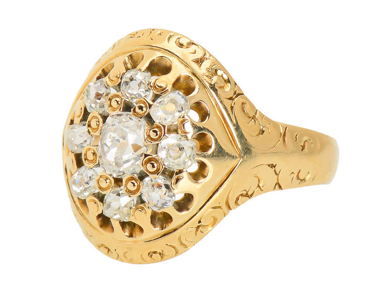 Victorian Old Mine Diamond Cluster Ring