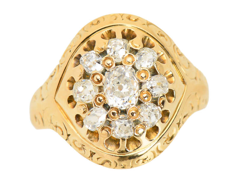 Victorian Old Mine Diamond Cluster Ring