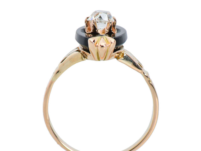 Victorian Onyx Diamond Ring in Gold