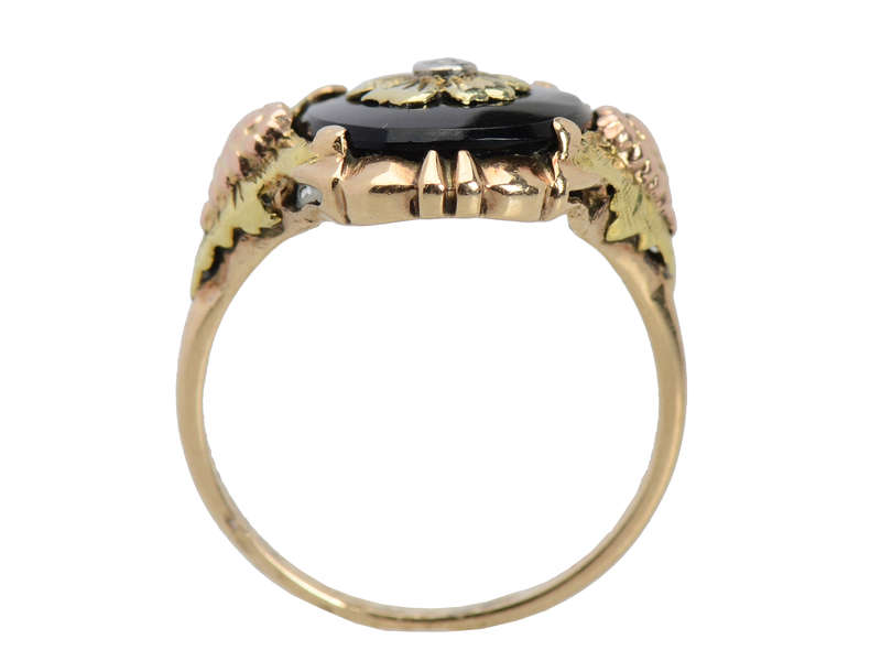 Three Color Gold Onyx Ring