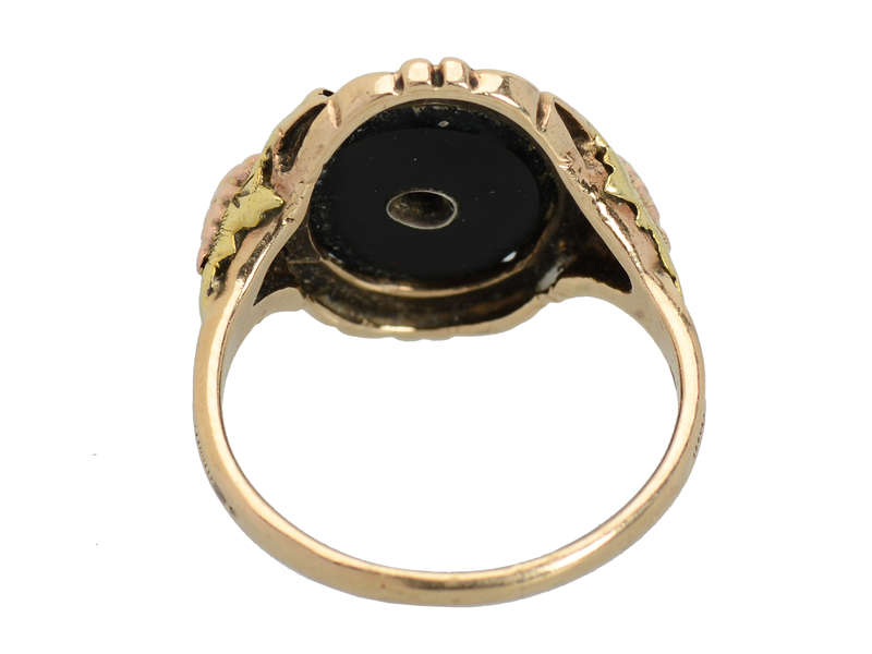 Three Color Gold Onyx Ring