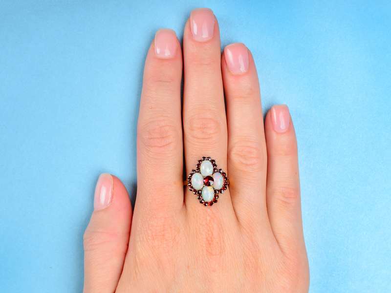 Vintage Opal Bohemian Garnet Ring