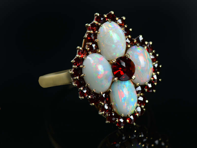 Vintage Opal Bohemian Garnet Ring