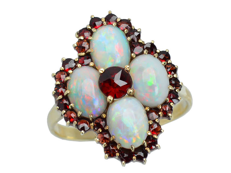Vintage Opal Bohemian Garnet Ring