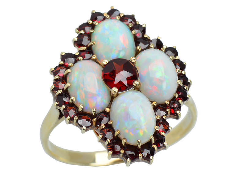 Vintage Opal Bohemian Garnet Ring