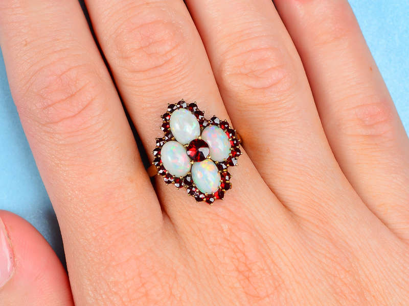 Vintage Opal Bohemian Garnet Ring