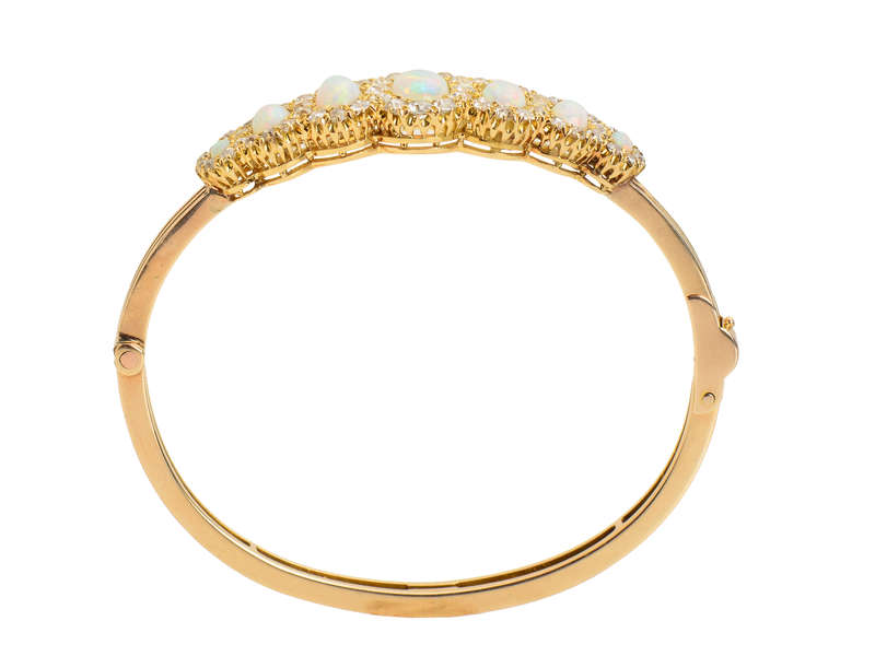 Fine Opal Diamond Antique Bangle