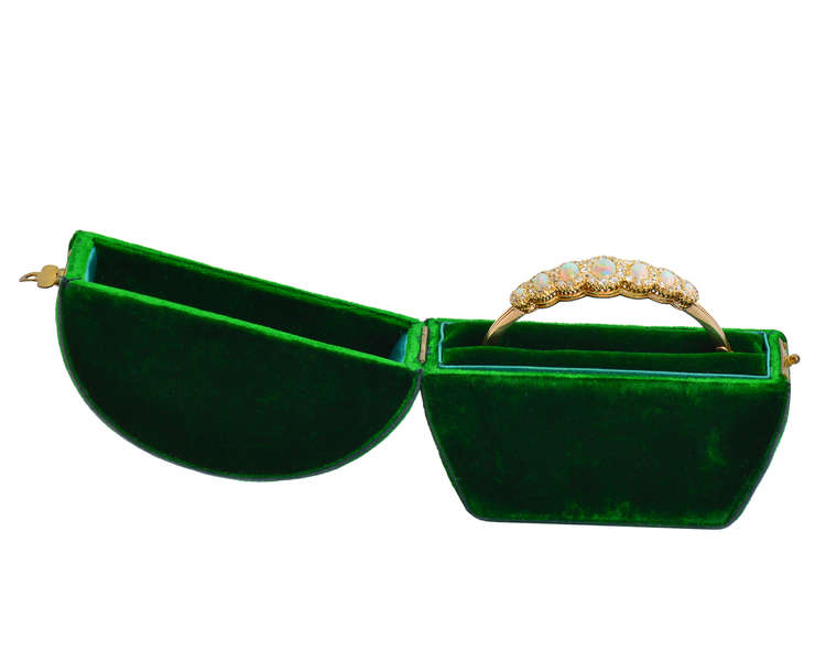 Fine Opal Diamond Antique Bangle