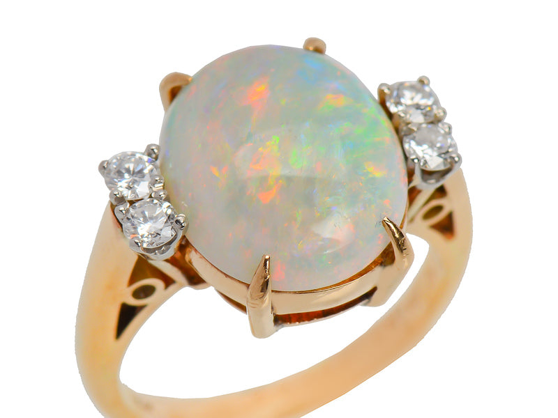 Flamboyant Vintage Opal Diamond Ring