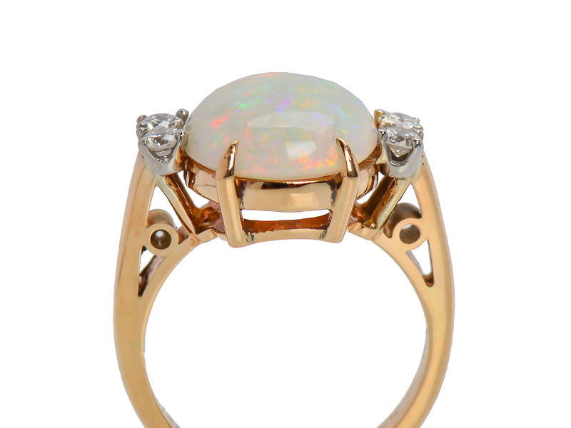 Flamboyant Vintage Opal Diamond Ring