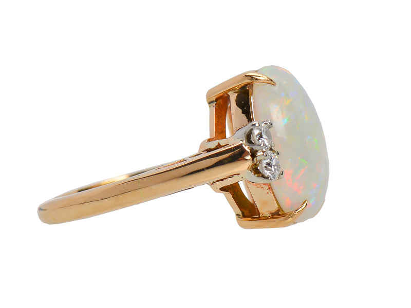Flamboyant Vintage Opal Diamond Ring
