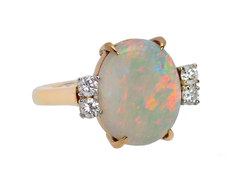 Flamboyant Vintage Opal Diamond Ring
