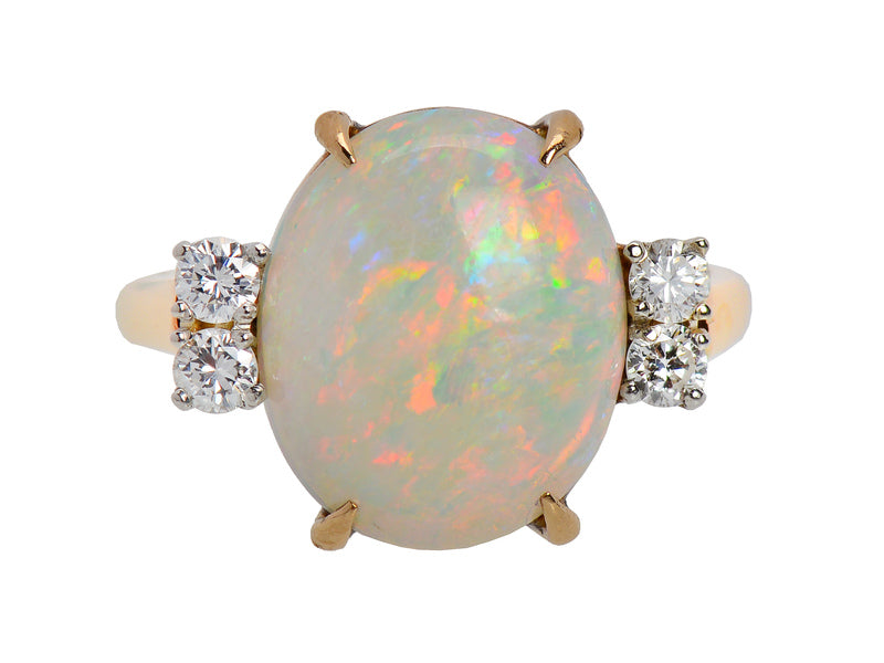Flamboyant Vintage Opal Diamond Ring