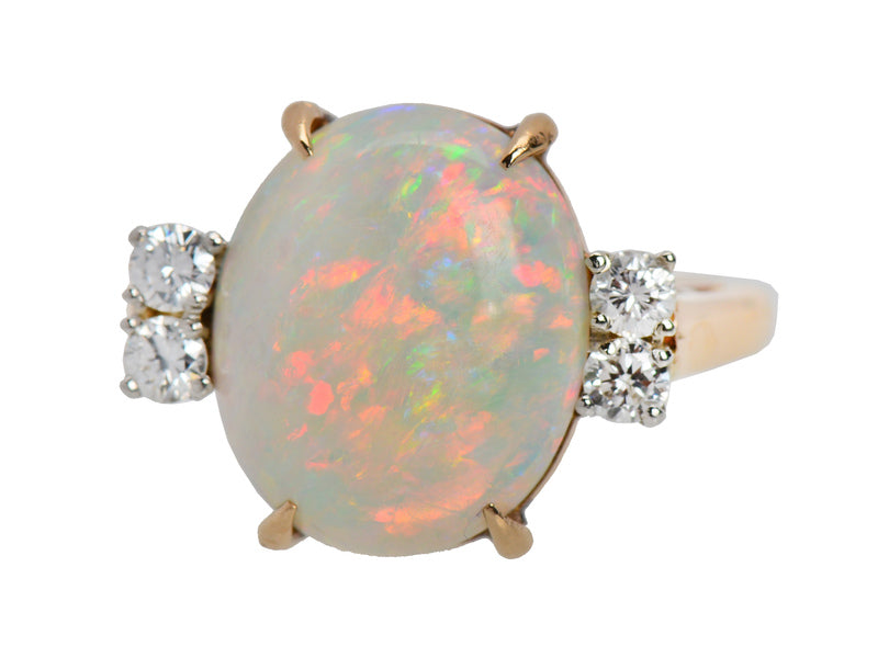 Flamboyant Vintage Opal Diamond Ring