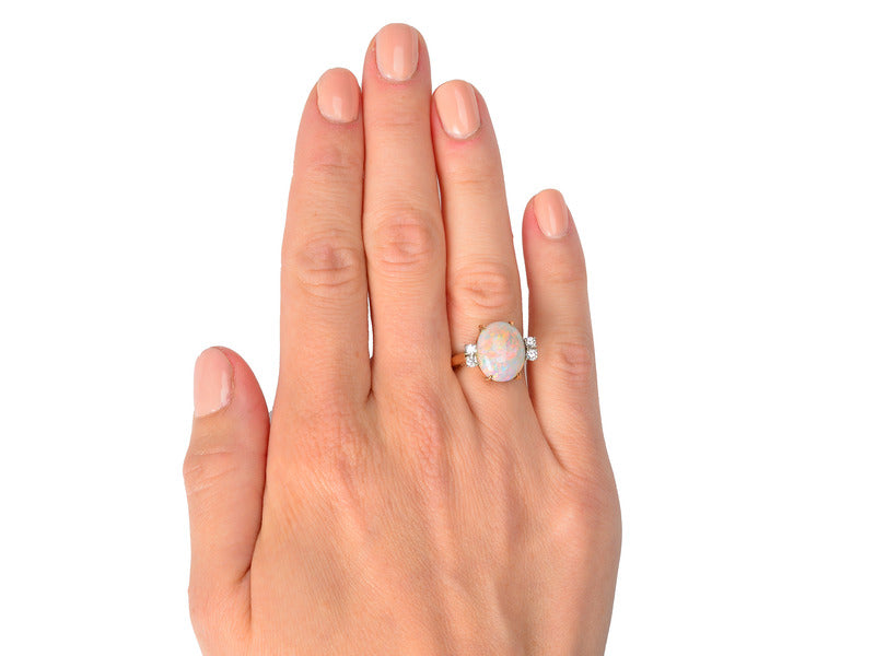 Flamboyant Vintage Opal Diamond Ring