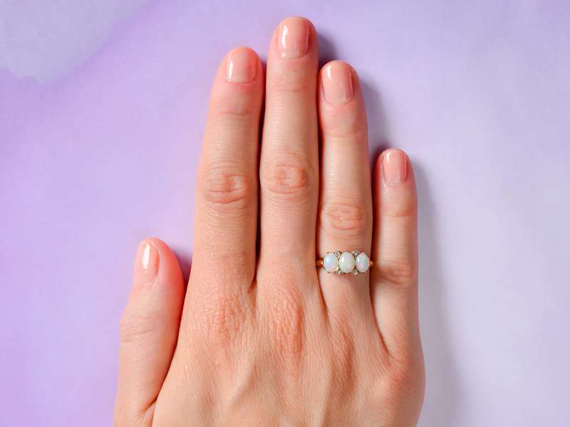 Edwardian Triple White Opal Ring Jones & Woodland