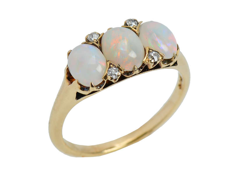 Edwardian Triple White Opal Ring Jones & Woodland