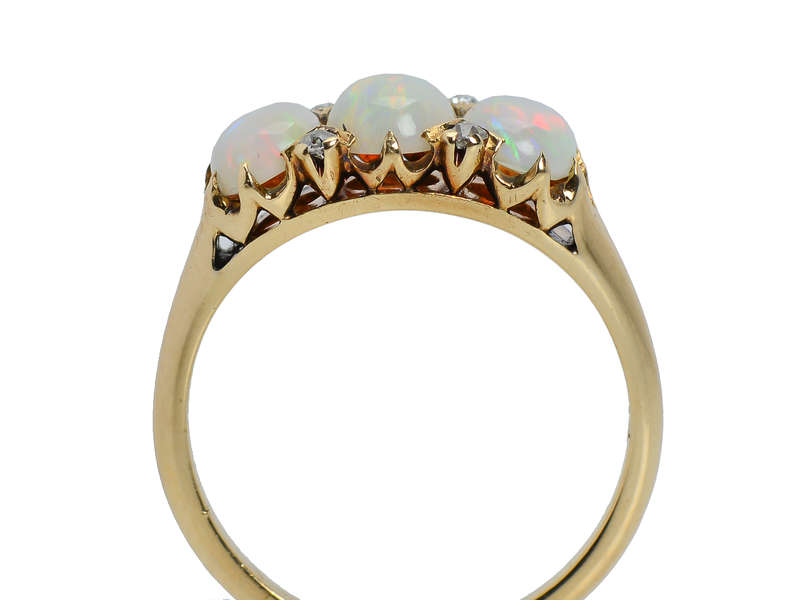 Edwardian Triple White Opal Ring Jones & Woodland
