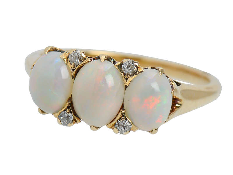 Edwardian Triple White Opal Ring Jones & Woodland