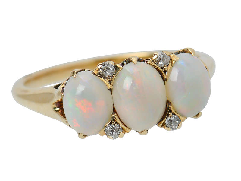 Edwardian Triple White Opal Ring Jones & Woodland