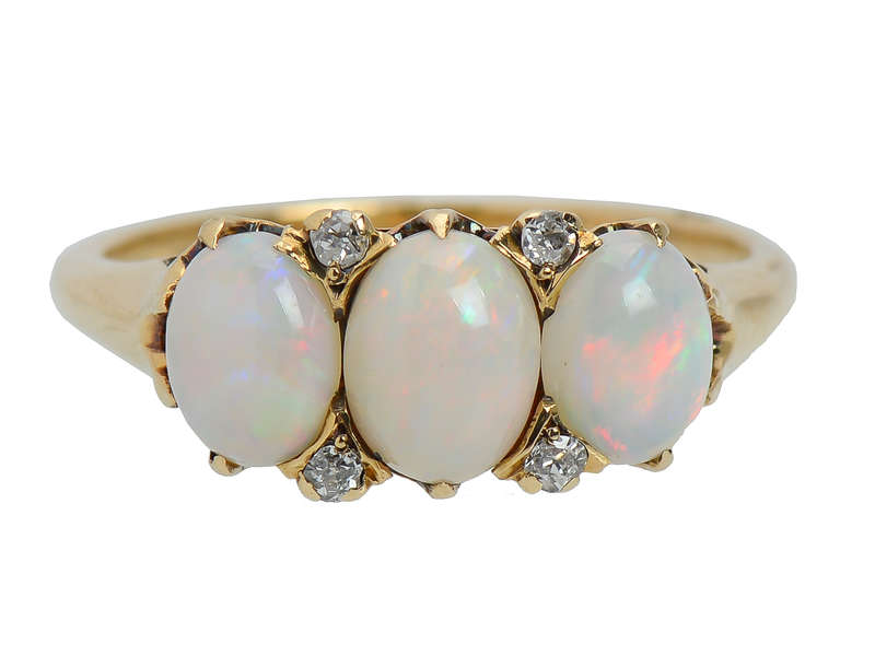 Edwardian Triple White Opal Ring Jones & Woodland