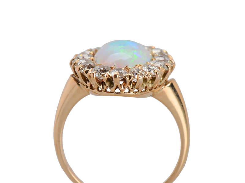 Extravaganza - Antique Australian Opal Diamond Ring