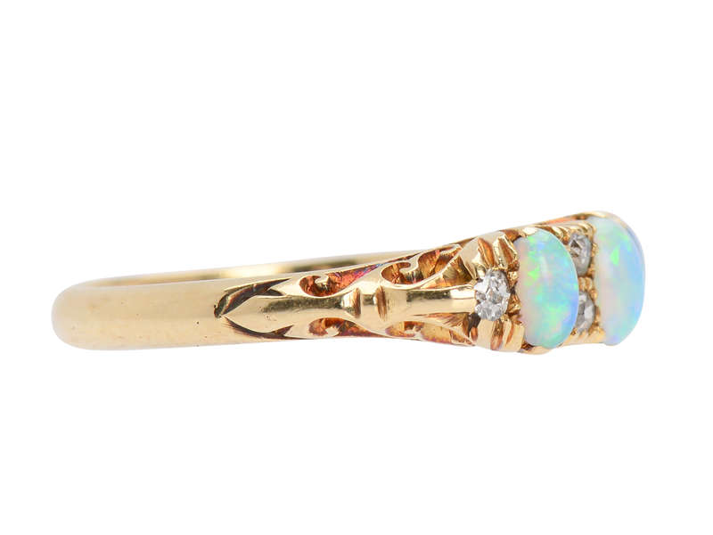 Opal Diamond Trilogy Ring from the Year 1915