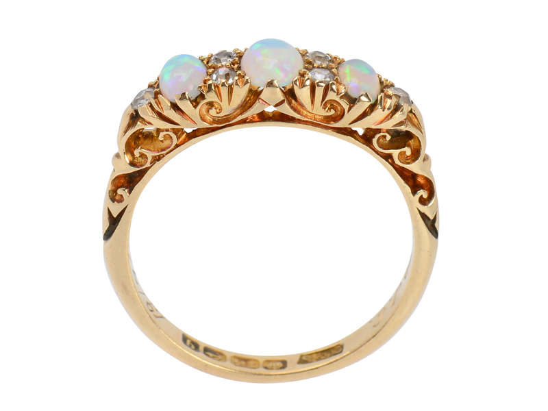 Opal Diamond Trilogy Ring from the Year 1915