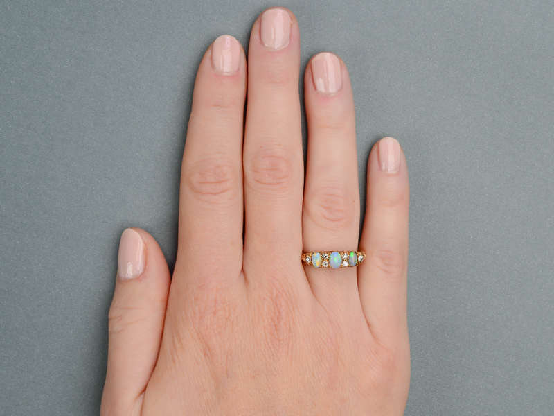 Opal Diamond Trilogy Ring from the Year 1915