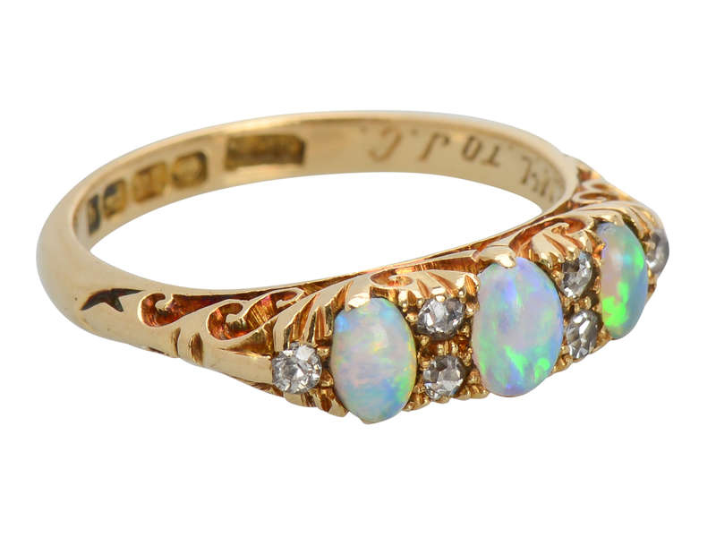 Opal Diamond Trilogy Ring from the Year 1915