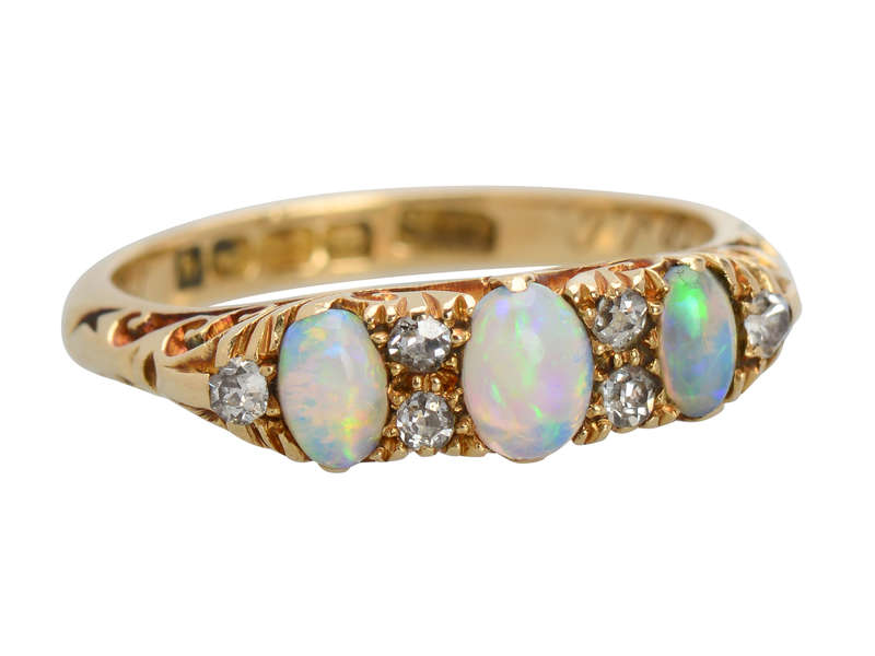 Opal Diamond Trilogy Ring from the Year 1915