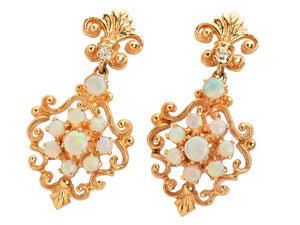 Estate Australian Opal Dangle Earrings