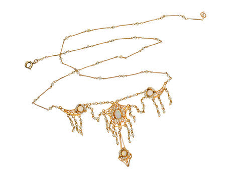 Art Nouveau Opal Fringe Necklace