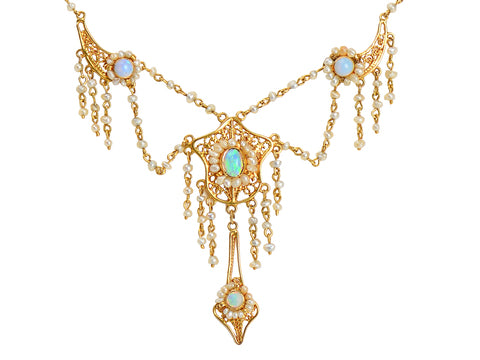 Art Nouveau Opal Fringe Necklace