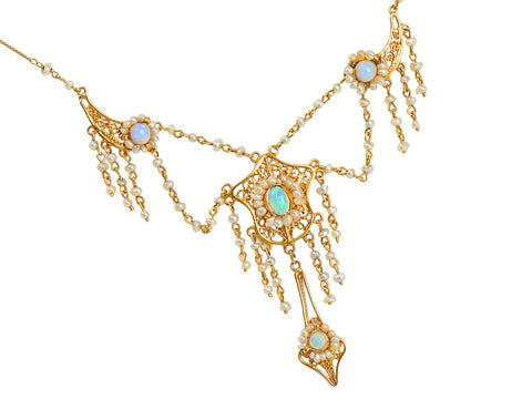 Art Nouveau Opal Fringe Necklace