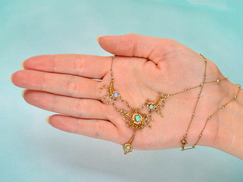 Art Nouveau Opal Fringe Necklace