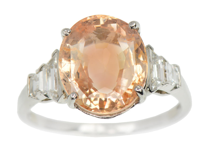 Exceptional No Heat Orange Sapphire Ring