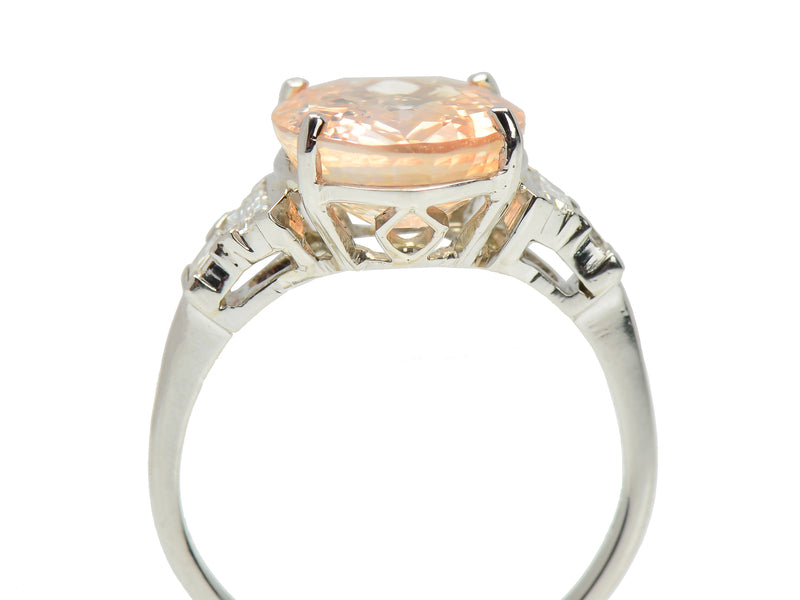 Exceptional No Heat Orange Sapphire Ring