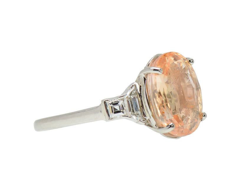 Exceptional No Heat Orange Sapphire Ring