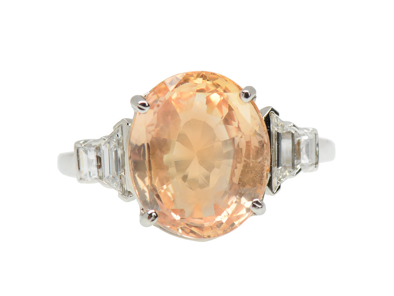 Exceptional No Heat Orange Sapphire Ring
