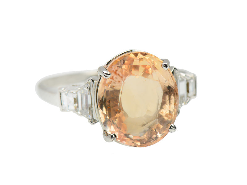 Exceptional No Heat Orange Sapphire Ring