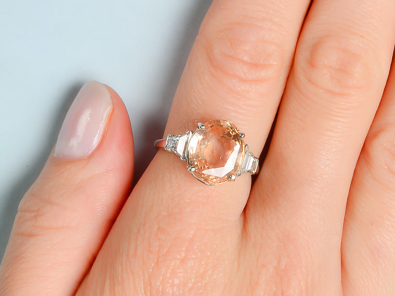 Exceptional No Heat Orange Sapphire Ring