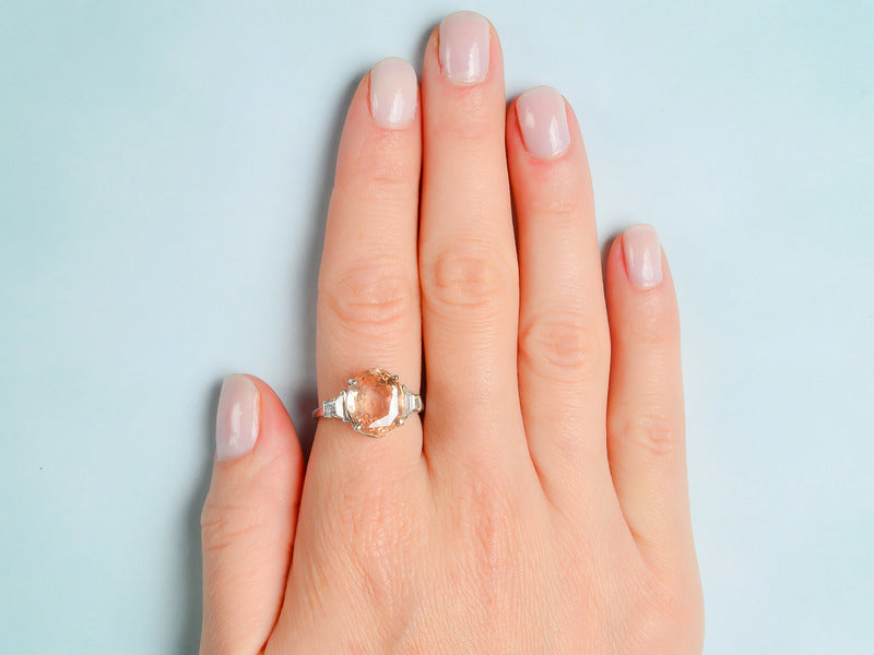Exceptional No Heat Orange Sapphire Ring