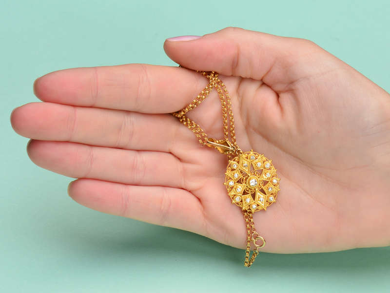 Bead Work - Victorian Diamond Pendant