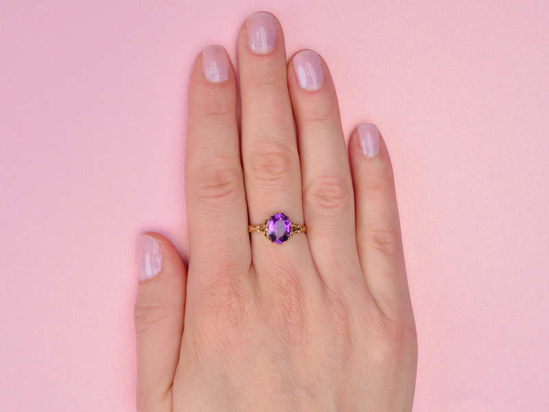 Purple Odyssey - Amethyst Vintage Ring in Gold