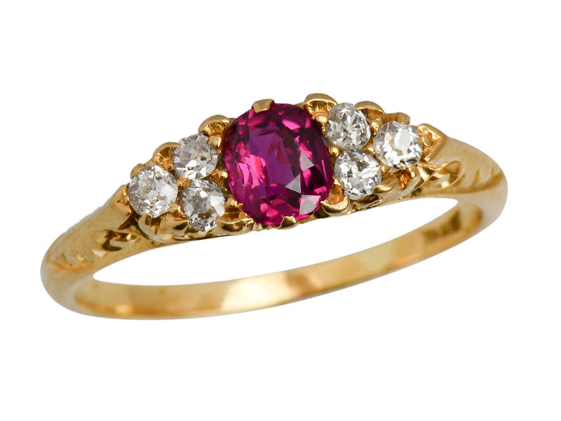 Antique 18k Gold Ruby Diamond Ring
