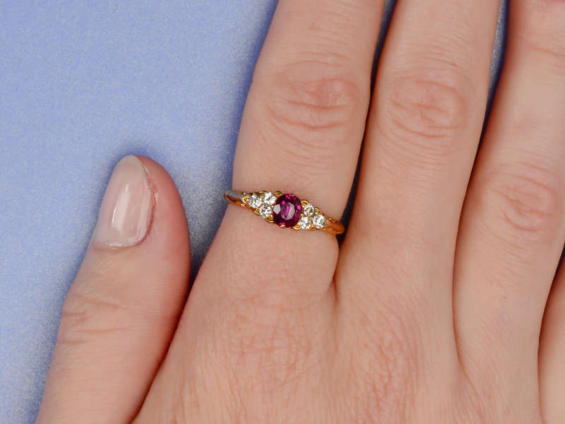 
                      
                        Antique 18k Gold Ruby Diamond Ring
                      
                    