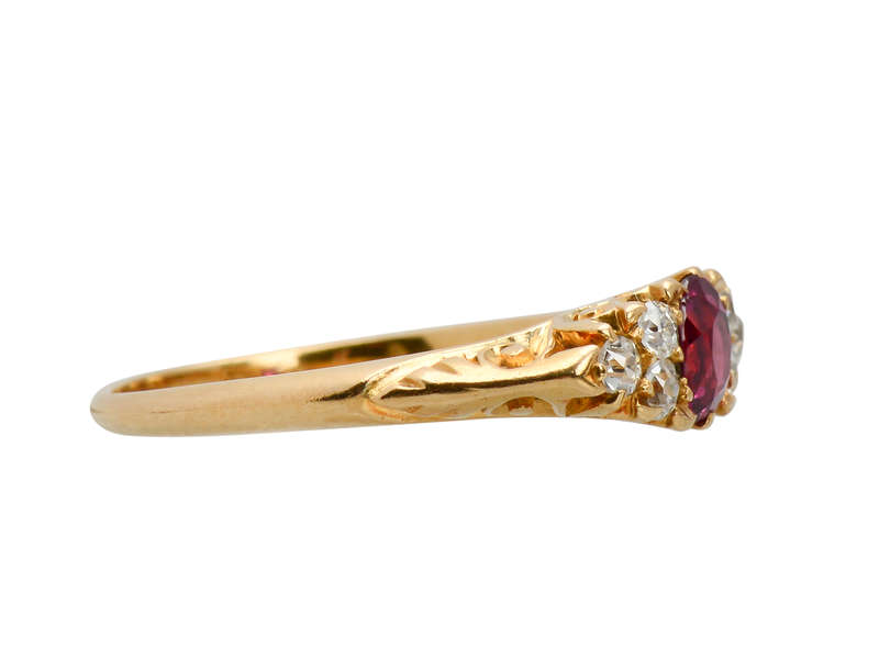 Antique 18k Gold Ruby Diamond Ring